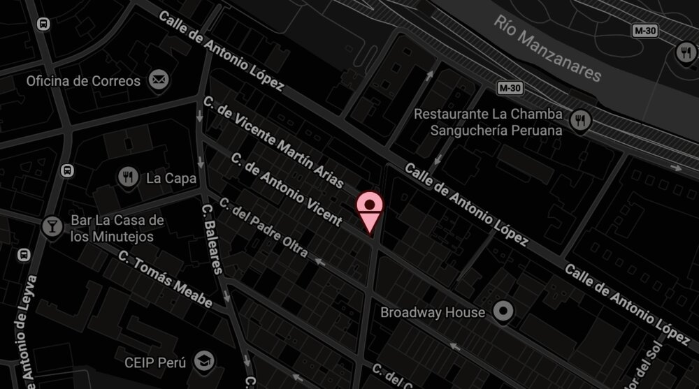 Map showing the venue on Calle Antonio Vicent, Madrid